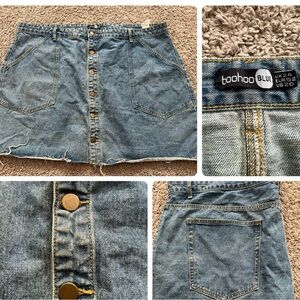 Boohoo Distressed Blue Denim Skirt
